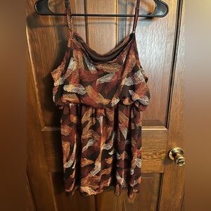 Wet Seal Brown and Orange Patterned Mini Dress